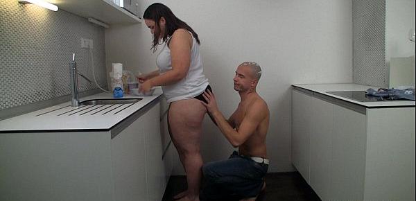  Fat gf is pounded at the kitchen